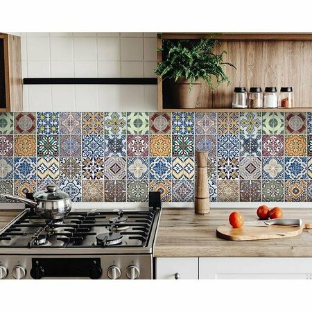HOMEROOTS 4 x 4 in. Linna Multi Blue Mosaic Peel & Stick Tiles 400360